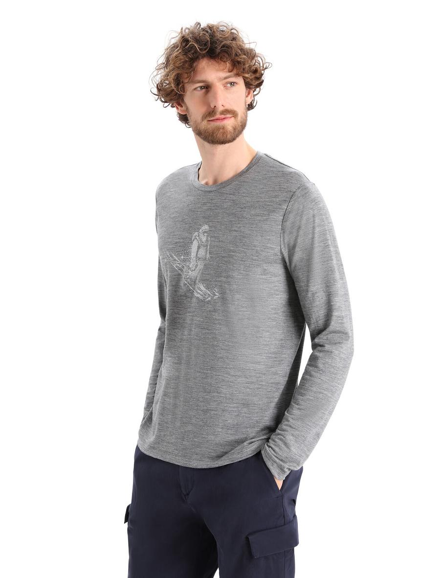 Icebreaker Merino Tech Lite II T-Shirt Skiing Yeti Miesten Long Sleeve Harmaat | FI 1227AHKP